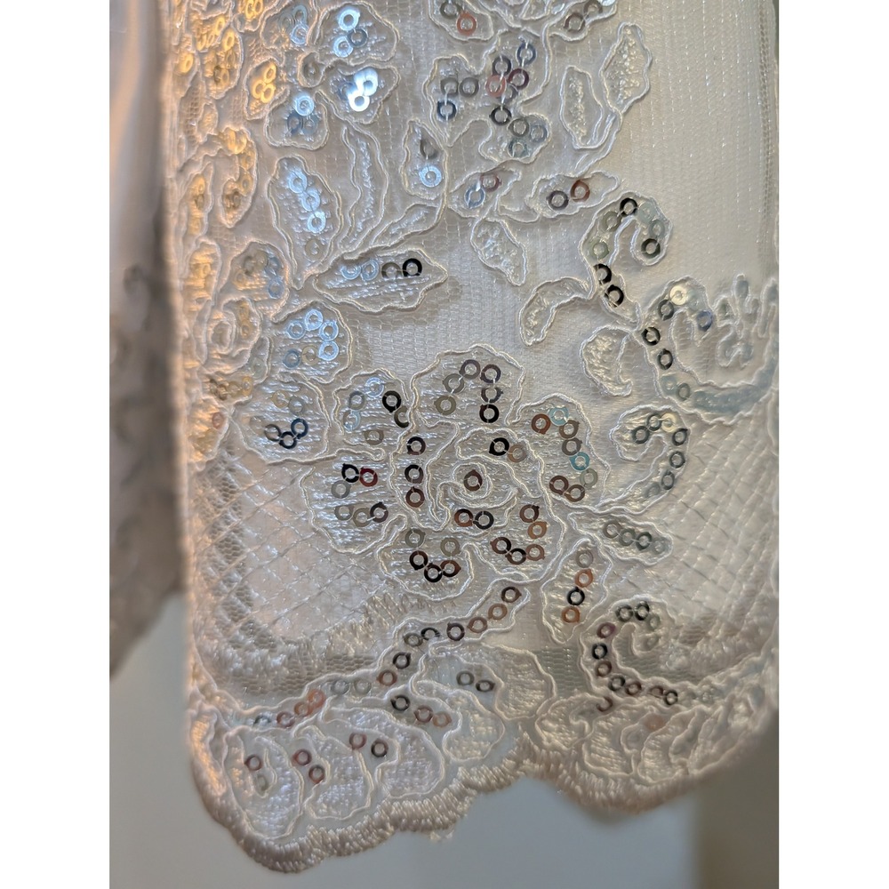 American Princess Size 4 White Lace Sequin Dress Angelcore Coquette Flower Girl - Picture 6 of 16